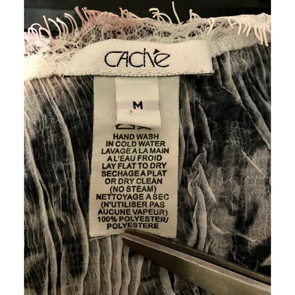 Y2K Cache Wrap Top M Crepe Lace Distressed Sheer Crinkle Fairy Grunge Whimsygoth - Picture 7 of 7